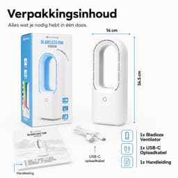 Bladloze Ventilator met LED Licht 7 Standen - Oplaadbaar USB C - Fluisterstil - 3 Standen - Tafelventilator met Verlichting - Draagbare Ventilator - Wit - Silvergear — thumbnail 5