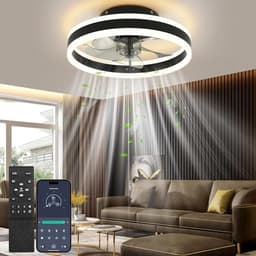Thuys - Plafondventilator met LED Verlichting - 48W - Dimbaar - Afstandsbediening & App - 6 Snelheden - Zomer/Winterfunctie - Zwart — thumbnail 1