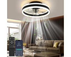 Thuys - Plafondventilator met LED Verlichting - 48W - Dimbaar - Afstandsbediening & App - 6 Snelheden - Zomer/Winterfunctie - Zwart