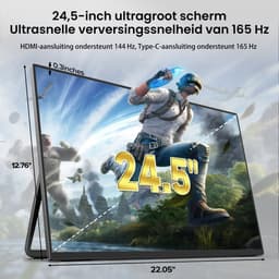 UPERFECT 24.5-inch draagbare touchscreen-monitor met geïntegreerde standaard, 165 Hz, 2560x1440p QHD IPS, USB-C- en Mini-HDMI-poort, tweede scherm voor laptop/telefoon/gameconsole — thumbnail 3