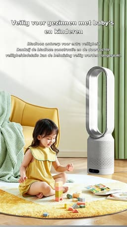 Casalora Ventilator Staand - Bladloze Ventilator 58 cm - Luchtcirculator met Afstandsbediening, 8 Snelheden, 90° Oscillatie, Timer en Luchtzuivering – Veilig en Comfortabel voor Woonkamer, Slaapkamer en Kantoor - Roze — thumbnail 2