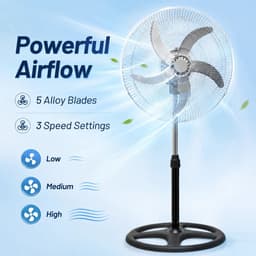 Bresht Ventilator - In hoogte verstelbaar - Stille werking - Automatische oscillatiefunctie - Zwart - 43 × 43 × 105-125 cm — thumbnail 4