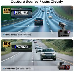 TERUNSOUL D016 Dashcam - 4K Ultra HD Voor & Achter (Dual Channel) - Inclusief 128GB SD-Kaart & GPS - Dash Cam Auto - Nachtzicht - USB-C - Parkeermodus — thumbnail 3