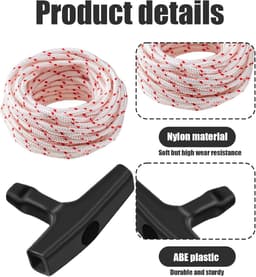 Grasmaaier Startkabel 10m 3mm - Polyester met 4 Handgrepen - Duurzaam en Herbruikbaar - Ideaal voor Vervanging - SnelShoppen — thumbnail 2