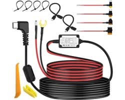 SnelShoppen - Dash Cam Hardwire Kit USB Type-C Adapter Micro/Mini USB Voeding Kabel 12V-24V naar 5V met 4 Fuse Tap Kabel en Tool voor GPS Navigatie Ra