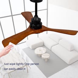 MIVRAY Plafondventilator Met Verlichting – 42 Inch 3 Bladen Reversibel En Stil – Metaal En Hout – Zwart En Donker Walnoot – Afstandsbediening — thumbnail 2