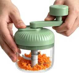 Voedselhakselaar Handslinger - Mini Keukenmachine Hakmolen - Maaltijden Bereiden - 3-Traps Verstelbaar - 15x10x15 cm - Groen — thumbnail 1