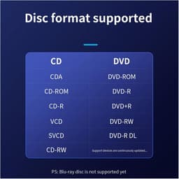 Externe DVD Brander - CD/DVD Station - Schijf taken uitvoeren - USB 3.0 Type-C - 1 cm - Zwart — thumbnail 2