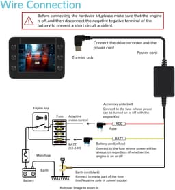 SnelShoppen - Hardwire Kit voor Dashcam Type C, 3m Type C Socket met 12V/24V naar 5V, Laag Spanning Bescherming, 24-uurs Parkeerbewaking — thumbnail 4