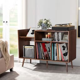 SNJY® Platenspeler Meubel - Platenspeler Kast - LP Houder - Platenhouder - 40D x 115B x 75H cm - Bruin — thumbnail 4