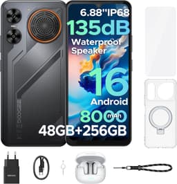 DOOGEE M30 VIP - Robuuste smartphone - 48GB RAM + 256GB ROM - 6,88 Inth HD + 120Hz - IP67 - Android 16 - 8000mAh - 64MP 0drievoudige camera - NFC - Vingerafdruk - 135dB luidspreker - Face ID - Volledige accessoirebundel - Zwart — thumbnail 1