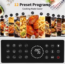 Airfryer Oven 8L RVS – 1700W – 12 Kookprogramma’s – Touchscreen Display – Timer – Kinderslot – Heteluchtfriteuse — thumbnail 3