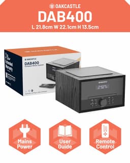 Oakcastle DAB400 Muziek Systeem - DAB & FM Radio - USB- & AUX - Wekker - Afstandsbediening - Zwart — thumbnail 5