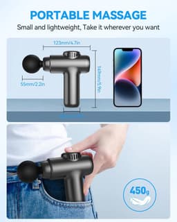Mini Massage Gun - Spierontspanning Apparaat - Herstel Na Sport - 30 Snelheden LCD - 12.3 x 14.9 cm - Zwart — thumbnail 3