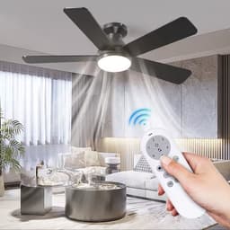Plafondventilator Ø132 cm - 3 Temperaturen - Fluisterstil - Met Afstandsbediening - 6 Snelheden - Timer - Zomer/Winter functie - Zwart - 48W — thumbnail 1