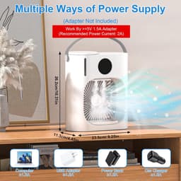 Mini Aircooler 4-in-1 – Draagbare Luchtkoeler met Verneveling, Ventilator, Luchtbevochtiger en Nachtlamp – 900 ml — thumbnail 4