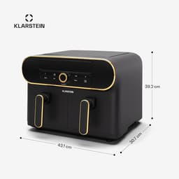 Heteluchtfriteuse - Dubbele mand - Gezond Koken - Twee aparte zones - 11 Liter - Zwart Goud — thumbnail 2