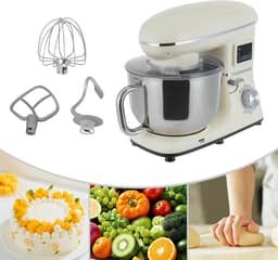 Keukenmachine - Roer- en kneedmachine - Bakken en mixen - LCD timer functie - 62 liter kom - Wit — thumbnail 4