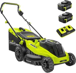 Elektrische Grasmaaier - Draadloze Maaier - Gazon Onderhoud - Met Dubbele Batterij - 38CM Snijbreedte - Groen — thumbnail 1