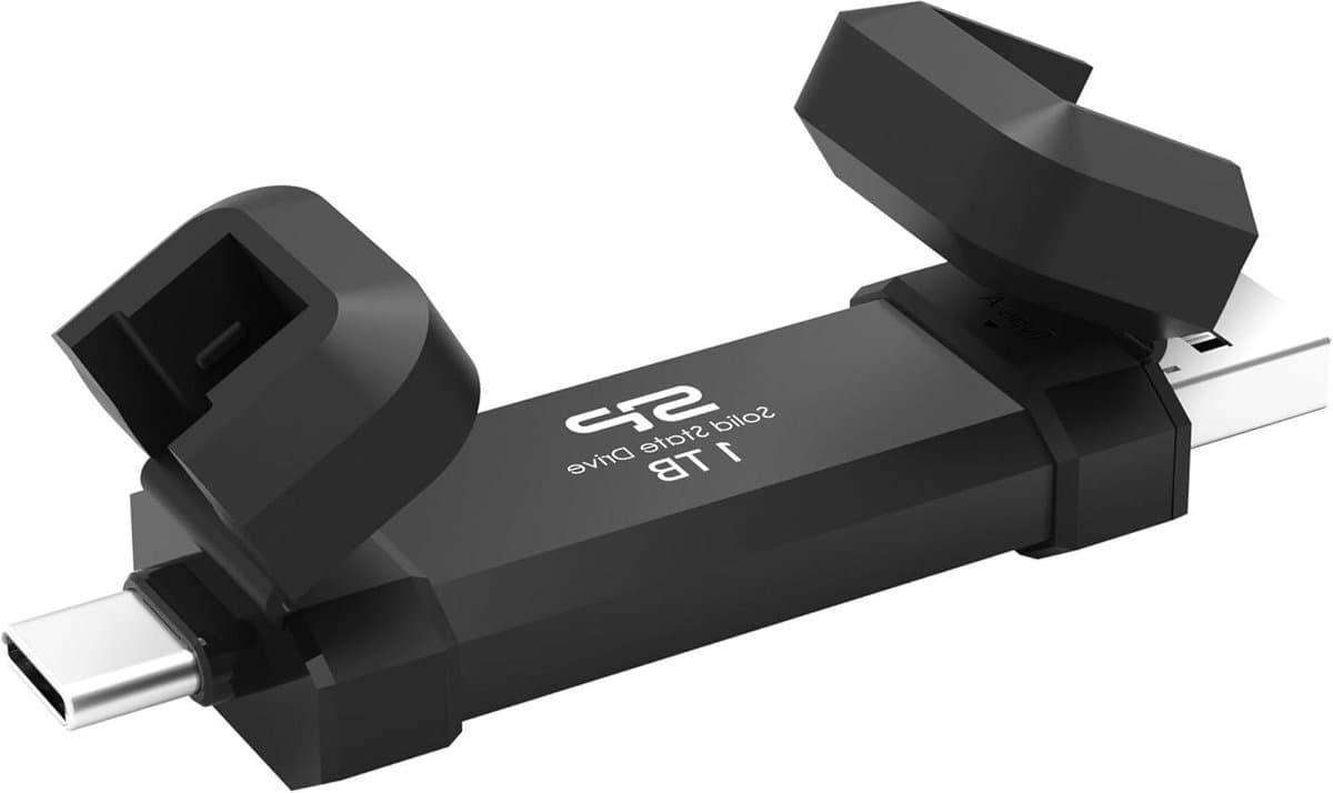 Draagbare SSD - Externe Opslag - Bestanden Overzetten - Dubbele Connector - 1 TB - Zwart — afbeelding 1