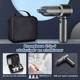 3-in-1 Draadloze Handstofzuiger met Accu – 18.000 Pa Zuigkracht – Elektrische Stofblazer & Luchtpomp – HEPA Filter – USB-C Oplaadbaar – Inclusief Opzetstukken — thumbnail 2