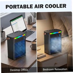 Draagbare mini-airco - 3-in-1 ventilator met 5 snelheden, reservoir van 680 ml, ventilator op USB-voeding voor thuis, kantoor, studentenkamer of camping, zwart — thumbnail 3