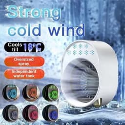 Mobiele airconditioner - Ventilator - 4-in-1 draagbare desktop aircooler - USB oplaadbare luchtkoeler met waterverneveling - 3 windsnelheden - LED Verlichting - geschikt voor slaapkamer - auto - caravan en camping - sproeistanden — thumbnail 2