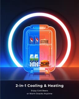 Mini Koelkast, 4 L / 6 Blikjes, Stille Minikoelkast, 7 RGB-lichtmodi, 2-in-1 Koel- en Warmhoudfunctie voor Drankjes & Huidverzorging, AC 220V / DC 12V, Mini Koelkast voor Gaming, Kantoor, Auto — thumbnail 4