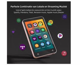 80GB MP3-speler met Bluetooth en Wifi - 4 Inch Touchscreen MP4-speler - Draagbare HiFi Audiospeler met Luidspreker - Geschikt voor Spotify & Luisterboeken - roze wit — thumbnail 2