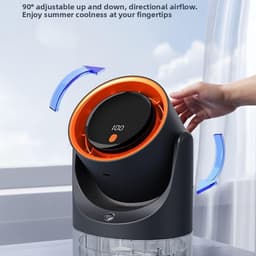 Draagbare airconditioner met 100 snelheden en 450 ml watertank - 4,5 W USB-C voor mini-verdampingskoeler voor thuiskantoor, camping, auto, slaapkamer - grijs — thumbnail 5