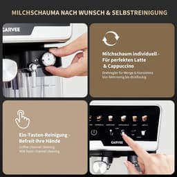 Professionele Espressomachine met Automatische Melkopschuimer - 20 Bar Pistonmachine met Dubbel Verwarmingssysteem - 1450W Koffiezetapparaat voor Cappuccino & Latte - 2L Watertank & Zelfreinigend - RVS / Zwart — thumbnail 4