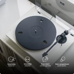 Pro-Ject E1.2 BT Bluetooth Platenspeler – met Phono Voorversterker – Plug and Play – 33/45 RPM – LP Speler – Handmatige Platenspeler – Wit — thumbnail 3