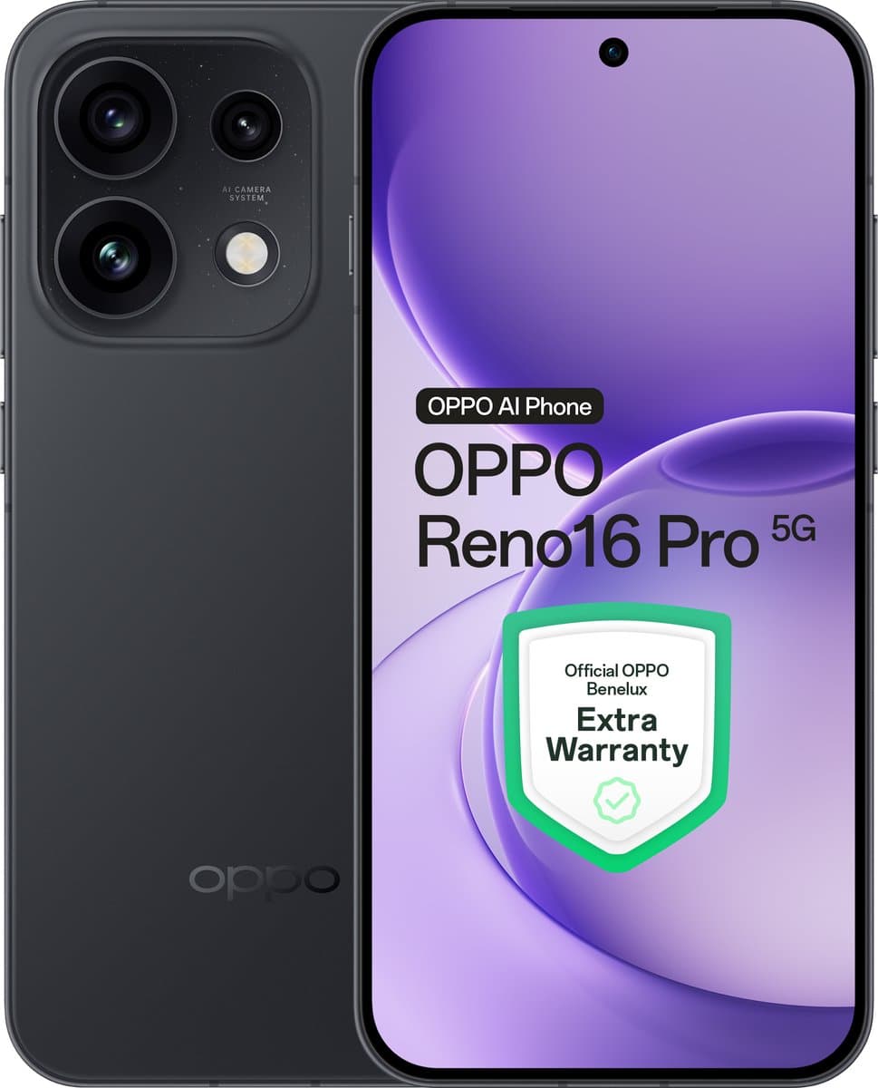 OPPO Reno16 Pro 5G 12+512GB Zwart - Extra Garantie — afbeelding 1