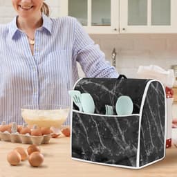 Mixer Cover - Keukenmachinehoes Stofkap - Keuken Apparaat Beschermen - Met Ritsvak - 38x27.5x37cm - Zwart Marmer — thumbnail 3