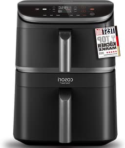 Heteluchtfriteuse - Airfryer Dubbele Kamer - Gezond Koken - Ruimtebesparend Ontwerp - 108 Liter - Zilvergrijs — thumbnail 1