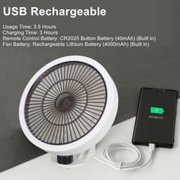 Wandventilator met Afstandsbediening - Muurventilator - Ruimte Koelen - Ingebouwde Nachtlamp - 18 cm - Wit — thumbnail 2