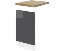 Frontpaneel Vaatwasser - Keukenpaneel Deur - Keuken Opfrissen - Met Werkblad - 45 cm Breed - Antraciet Hoogglans