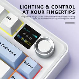 AULA F75 MAX - Draadloos Mechanisch Toetsenbord Met TFT-Scherm En Draaiknop - Gamingtoetsenbord Met Pakking In 75%-Layout - Hot-Swappable - RGB-Achtergrondverlichting - Voor PC/Mac/Linux (Lichtblauw + Zwart En Wit) — thumbnail 2