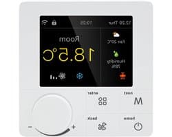 Slimme Wifi Thermostaat - Klimaatregelaar - Energie Besparen - 4-buis Systeem - 8.6 x 8.6 cm - Wit