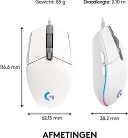 Logitech G203 LIGHTSYNC - Bedrade Gaming Muis - RGB verlichting - Wit — thumbnail 2