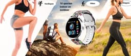 Belesy® BQSiZi8 Skull - Limited edition - Smartwatch Dames - Smartwatch Heren - Horloge - Stappenteller - 1.3 inch - Kleurenscherm - 10x Sporten - INDOOR en OUTDOOR - Zilver - Siliconen — thumbnail 4