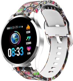 Belesy® BQSiZi8 Skull - Limited edition - Smartwatch Dames - Smartwatch Heren - Horloge - Stappenteller - 1.3 inch - Kleurenscherm - 10x Sporten - INDOOR en OUTDOOR - Zilver - Siliconen — thumbnail 1