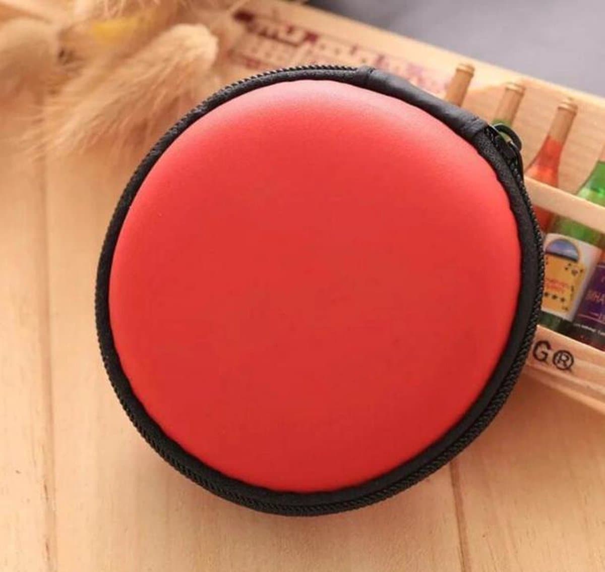 Hardcase Oortjes Hoesje | Opberg Tas Voor Oortjes | Kabeltasje | Opberghoes Voor Kabel | Oortjes In-Ear | Sleutelhouder | Muntjeshouder | Sleutels | Muntjes | Reistas|Rood | Opslag tas | Opbergruimte | Telefoonaccessoires | Elektronica beschermer — afbeelding 1