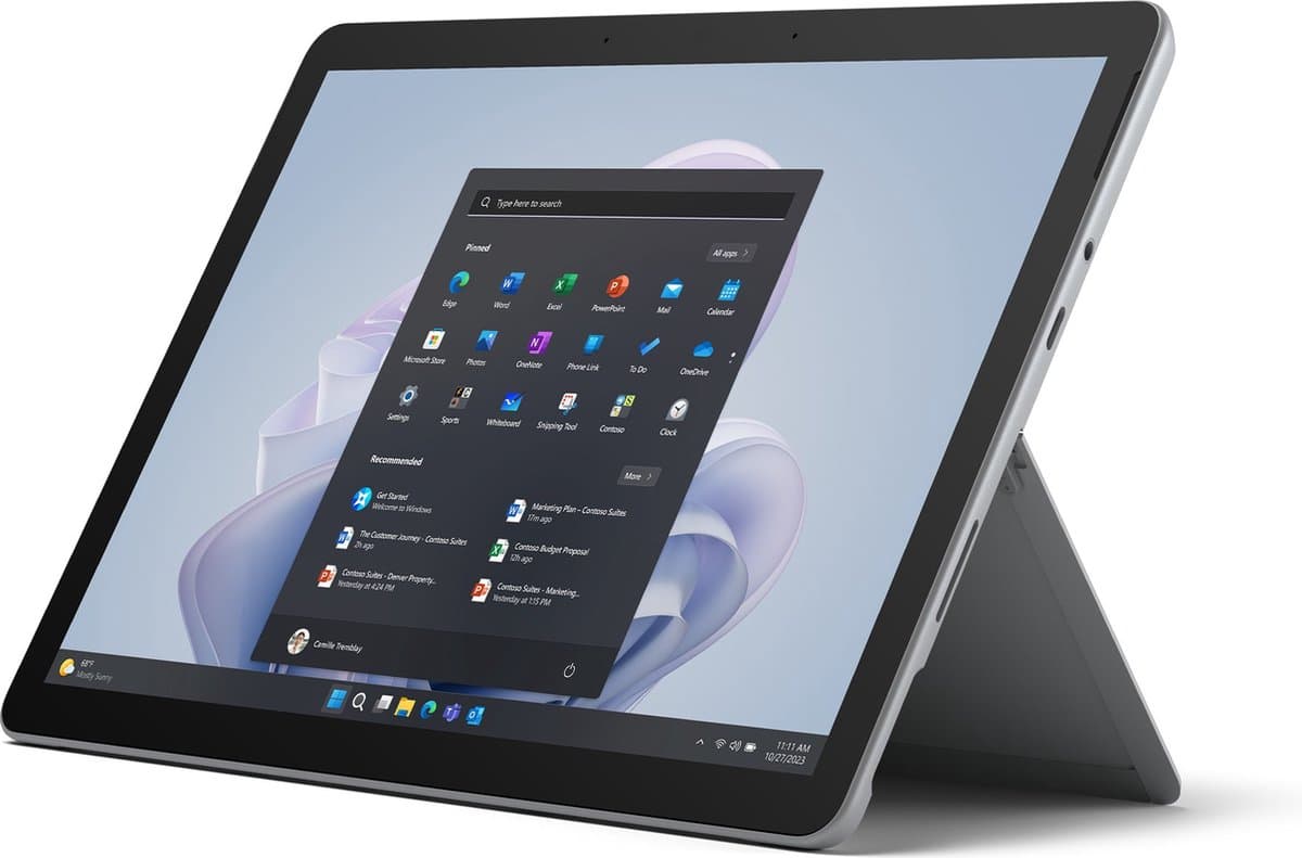 Microsoft Surface Go 4 Intel® N 128 GB 26,7 cm (10.5") 8 GB Wi-Fi 6 (802.11ax) Windows 11 Pro Platina — afbeelding 1
