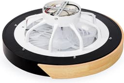 Slimme Plafondventilator - Zwart + Hout - Ø 52 cm - Stille Motor - Handige App - Dimfunctie - Plafond Ventilator met Verlichting - Plafondlamp met Ventilator — thumbnail 5