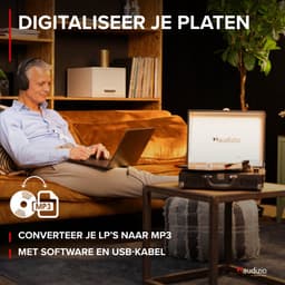 Retro platenspeler met speakers - Audizio RP114BK - Model 2025 - met PC software - Zwart — thumbnail 3