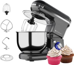 KitchenBrothers 1200W Keukenmachine - Keukenrobot - 5L - Mixer met Mengkom - BPA-vrij Keukenmixer - Antraciet — thumbnail 1