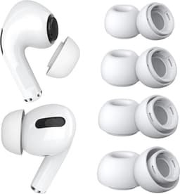 MMOBIEL 4 Paar Vervangende Oordopjes Tips Geschikt voor AirPods Pro Gen 1 & 2 - Antislip Siliconen Oordopjes met Ruisonderdrukkingsgat, Draagbare Opbergdoos en Passen in Oplaadcase – XS/S/M/L – Wit — thumbnail 1