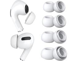 MMOBIEL 4 Paar Vervangende Oordopjes Tips Geschikt voor AirPods Pro Gen 1 & 2 - Antislip Siliconen Oordopjes met Ruisonderdrukkingsgat, Draagbare Opbergdoos en Passen in Oplaadcase – XS/S/M/L – Wit
