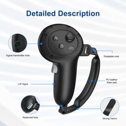 Siliconen controllerhoezen + houder voor Meta Quest 3S / Quest 3 – Zachte antislip beschermgreep met verstelbare bandjes – VR-accessoires (zwart/grijs) — thumbnail 2